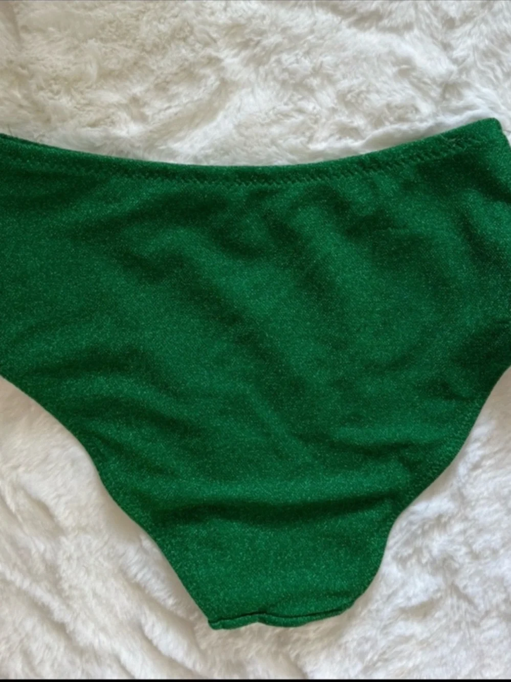 NWOT Good American High Waist Metallic Summer Green Bikini Bottoms(only)